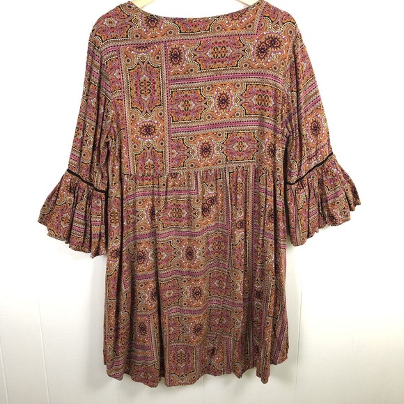 World Market Babydoll Dress‎ Women's Size S/M Colorful Bohemian Tassel Tie - Picture 8 of 9